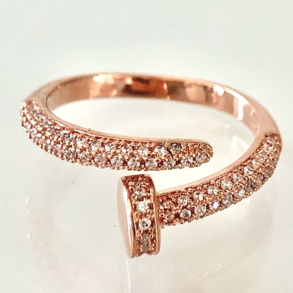 Pavé Nail Ring Rose Gold Band